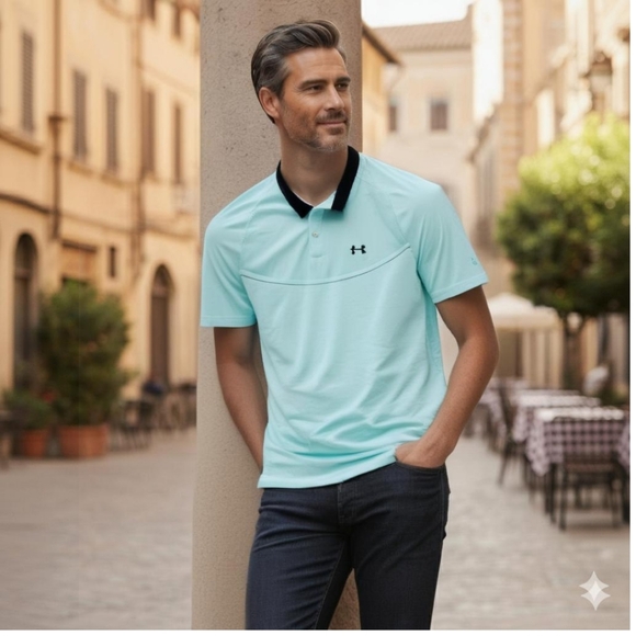 Under Armour Heat Gear Loose Fit Men's Mint Green Polo Shirt XXL (AT-09) - Picture 1 of 7